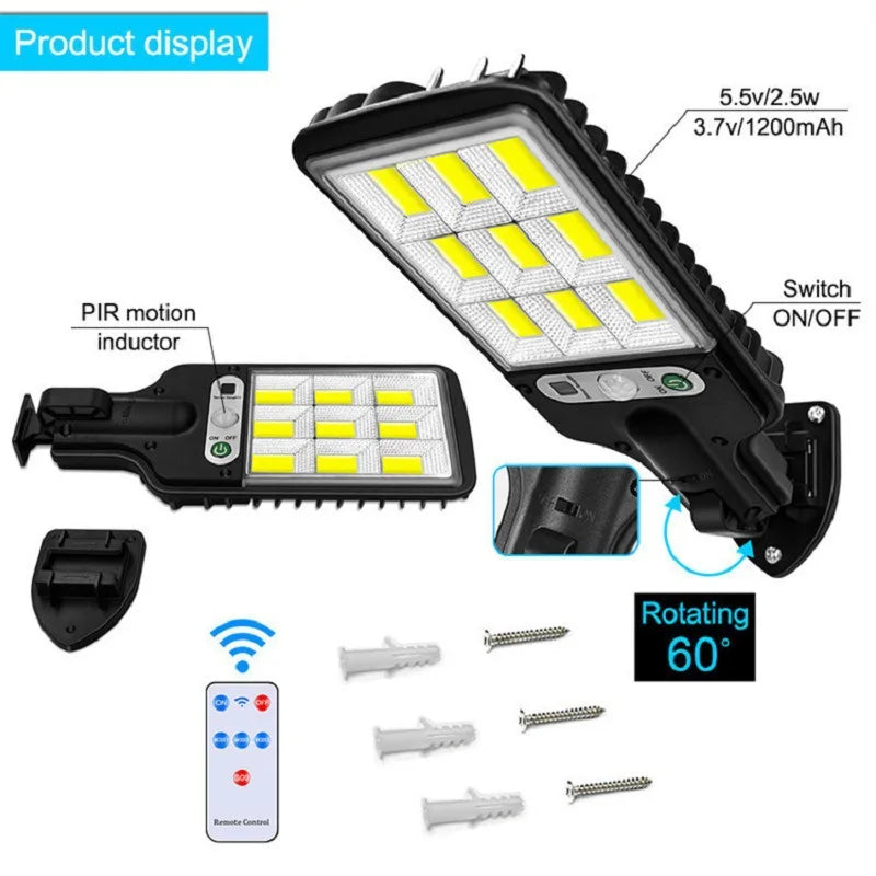 108COB Sensor Street Lamp 3 Light Modes Outdoor Waterproof Security Solar Lamps Garden Terrace Garage Door Street Lighting 72COB