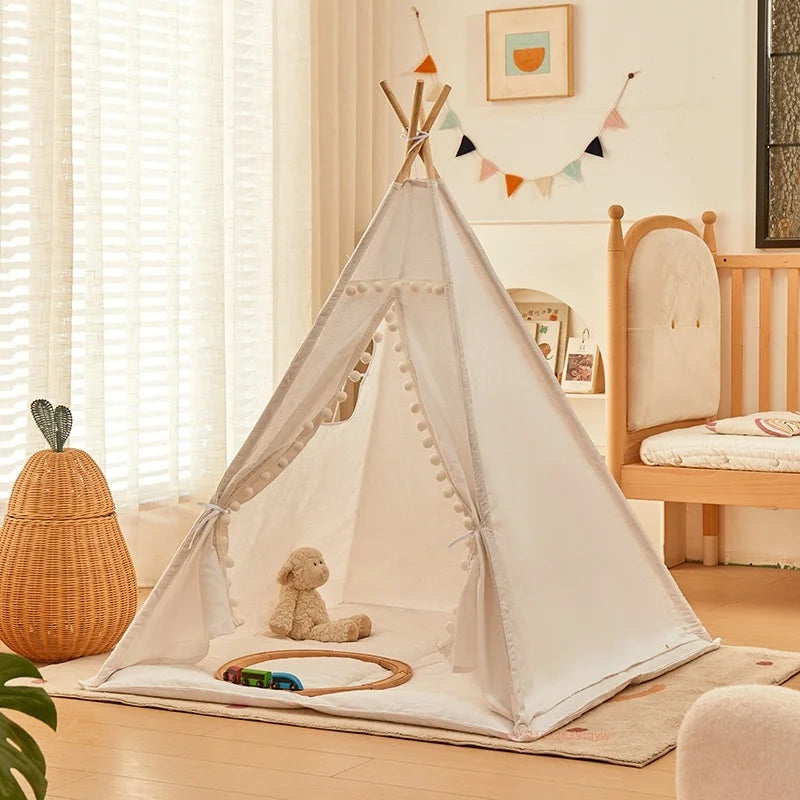 1.6m/1.3m Kid Tent Indoor Play House Wigwam for Child Portable Child Tipi Tents Teepee Toddler Ball Pit Girl Castle Play Room