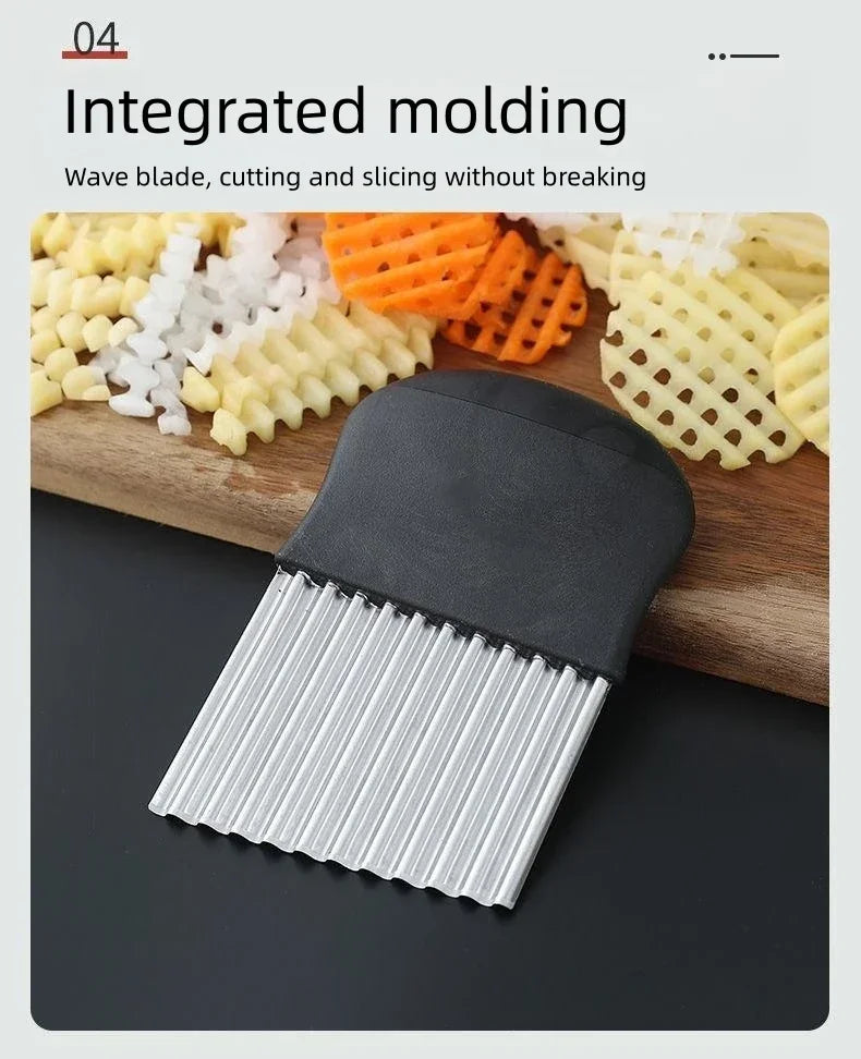 Potato Cutter Chip French Fry Maker Stainless Steel Wavy Knife French Fries Chopper kitchen Knife Chopper French Fry Maker Tools