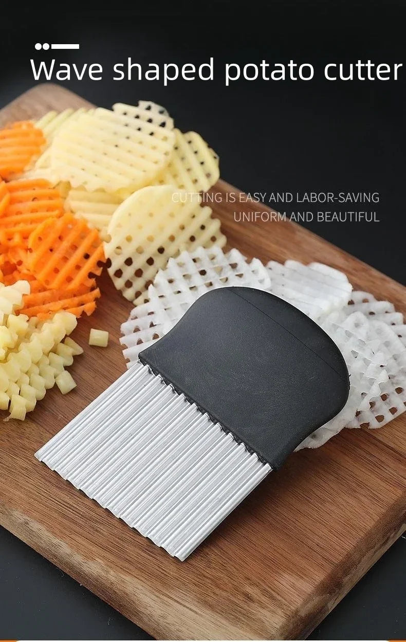 Potato Cutter Chip French Fry Maker Stainless Steel Wavy Knife French Fries Chopper kitchen Knife Chopper French Fry Maker Tools