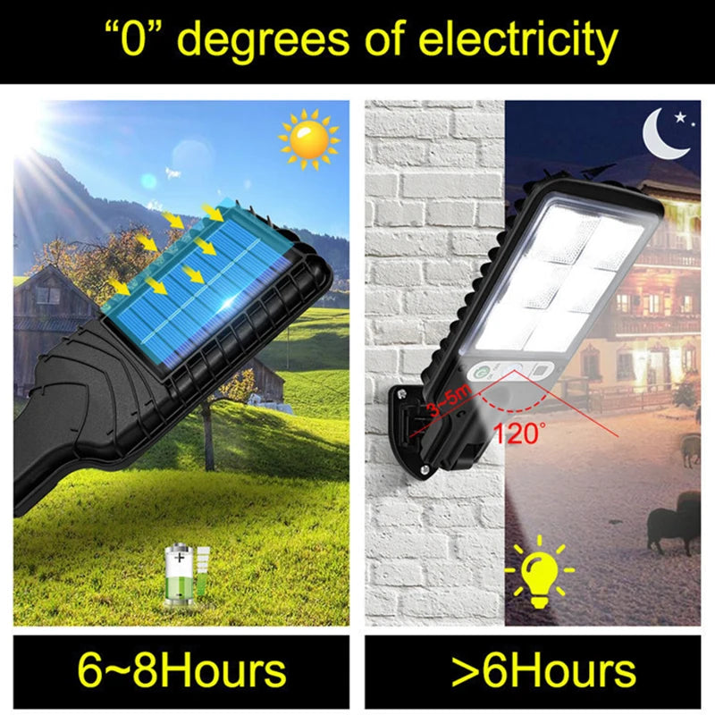 108COB Sensor Street Lamp 3 Light Modes Outdoor Waterproof Security Solar Lamps Garden Terrace Garage Door Street Lighting 72COB