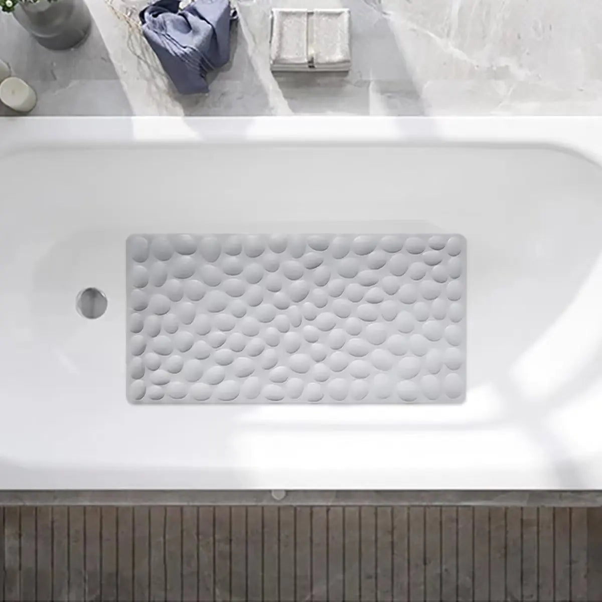 3D Non Slip Bathroom Mat Cobblestone Embossed Bath Mats Absorbent Doormat Carpet Door Floor Mats Machine Washable Quick Drying