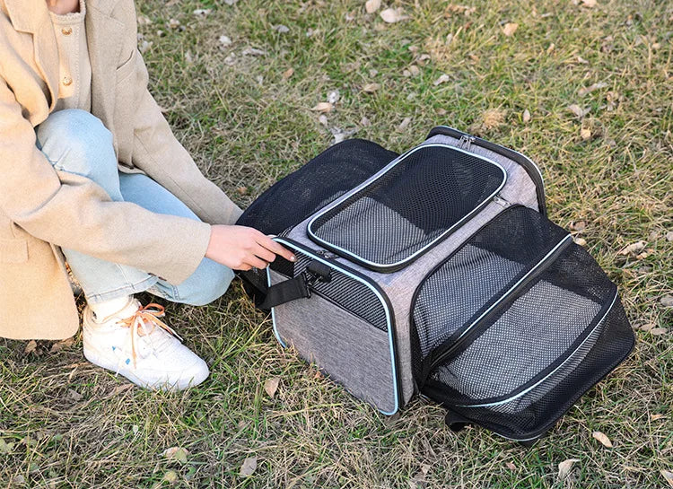 Pet Carrier Bag Foldable Small Dog Charter Carrying Cat Out Bag Expansion Pet Bag Mesh Breathable Expansion Foldable Handheld C